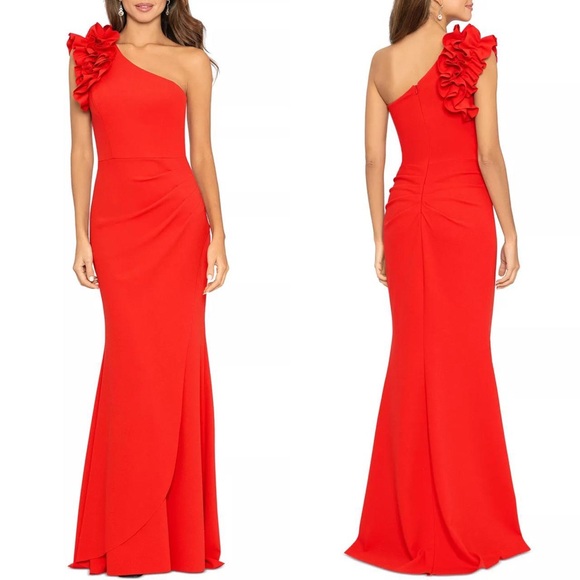 Xscape Dresses & Skirts - Xscape Red One-Shoulder Gown